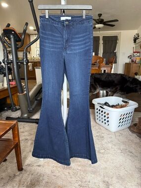 KanCan Dark Blue High-Rise Flare Jeans